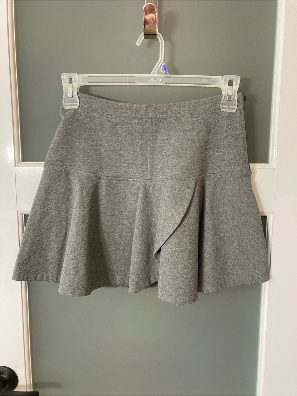 Sunday Best Gray Circle Skirt with Flared Hem and Ruffle Split - size 6